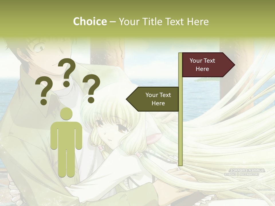 A Couple Of Anime Characters Sitting Next To Each Other PowerPoint Template