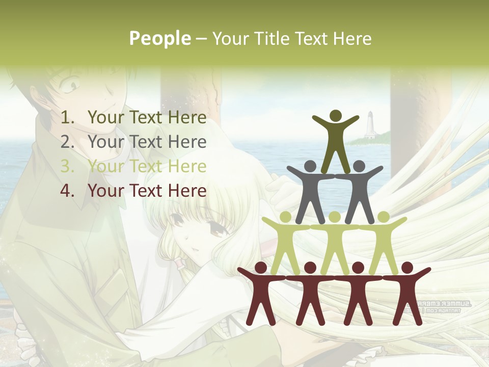 A Couple Of Anime Characters Sitting Next To Each Other PowerPoint Template