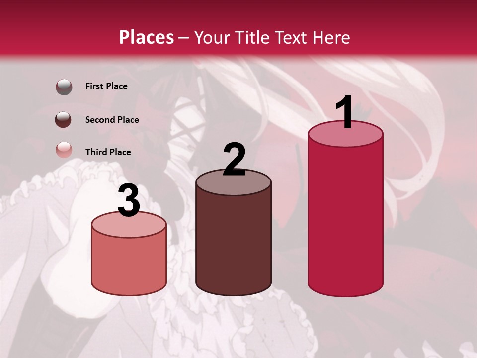 A Girl With Long White Hair Is Sitting On A Red Background PowerPoint Template