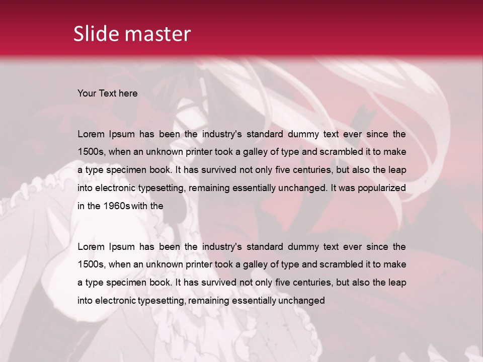 A Girl With Long White Hair Is Sitting On A Red Background PowerPoint Template