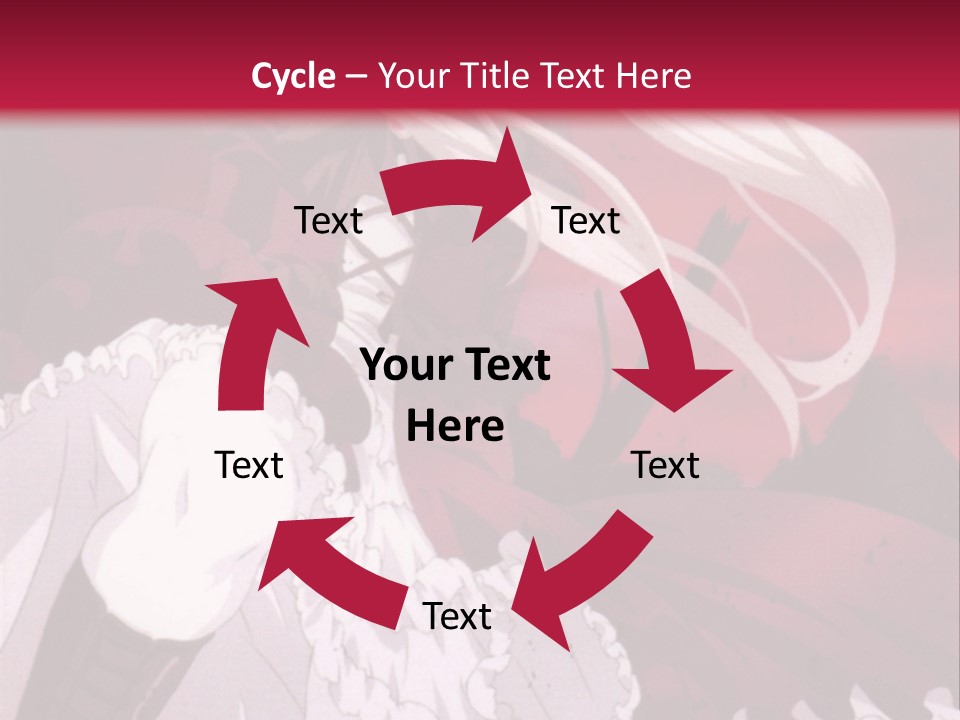 A Girl With Long White Hair Is Sitting On A Red Background PowerPoint Template