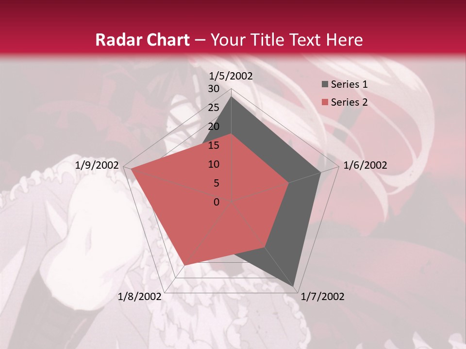 A Girl With Long White Hair Is Sitting On A Red Background PowerPoint Template