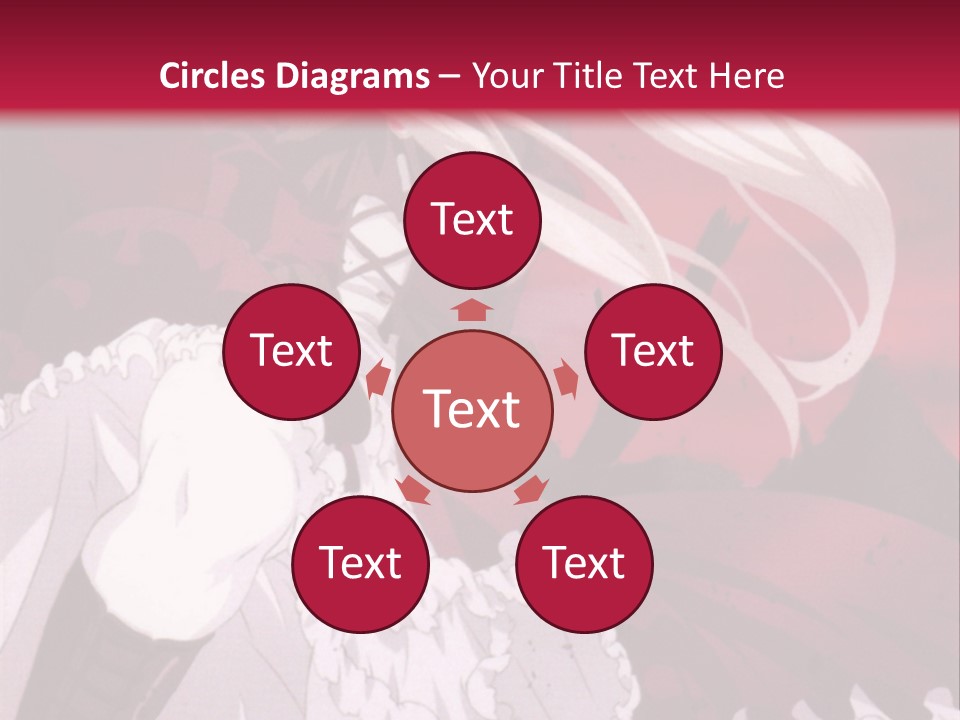 A Girl With Long White Hair Is Sitting On A Red Background PowerPoint Template