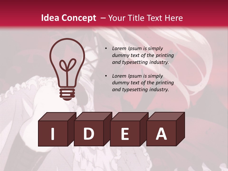 A Girl With Long White Hair Is Sitting On A Red Background PowerPoint Template