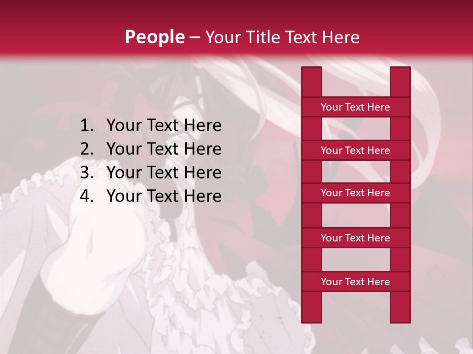 A Girl With Long White Hair Is Sitting On A Red Background PowerPoint Template