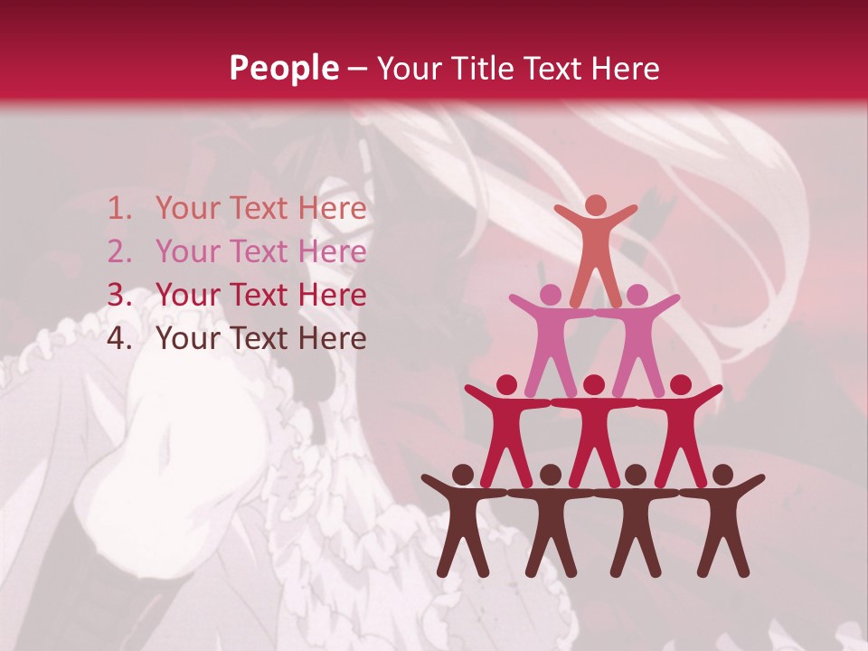 A Girl With Long White Hair Is Sitting On A Red Background PowerPoint Template