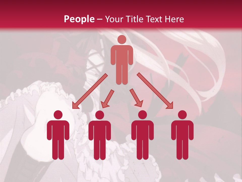 A Girl With Long White Hair Is Sitting On A Red Background PowerPoint Template