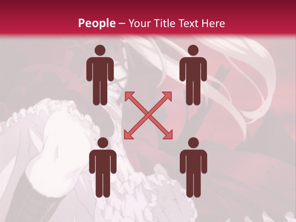 A Girl With Long White Hair Is Sitting On A Red Background PowerPoint Template
