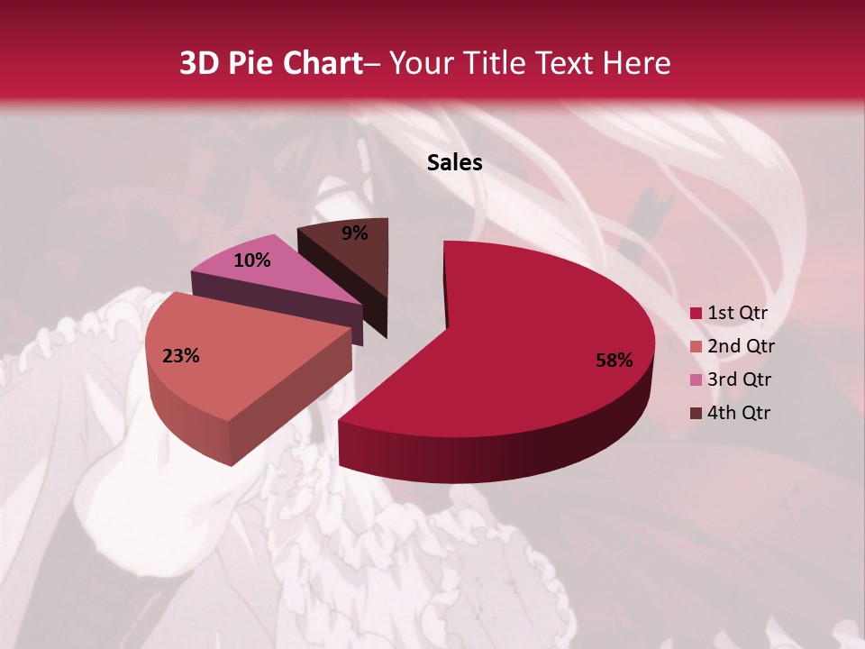 A Girl With Long White Hair Is Sitting On A Red Background PowerPoint Template