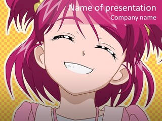 A Girl With Pink Hair Is Smiling For The Camera PowerPoint Template