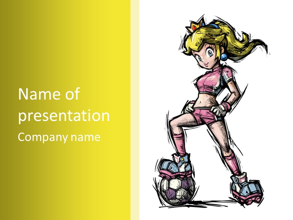 A Girl With A Soccer Ball Powerpoint Template PowerPoint Template