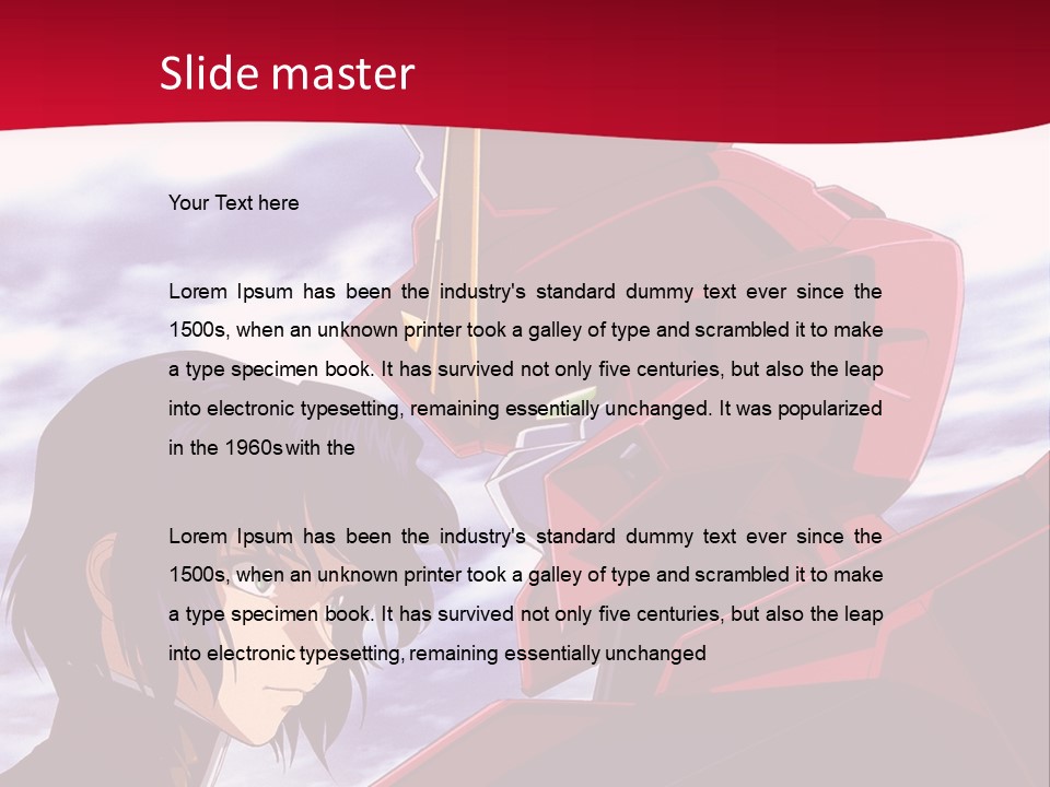 A Man Standing Next To A Red Robot PowerPoint Template