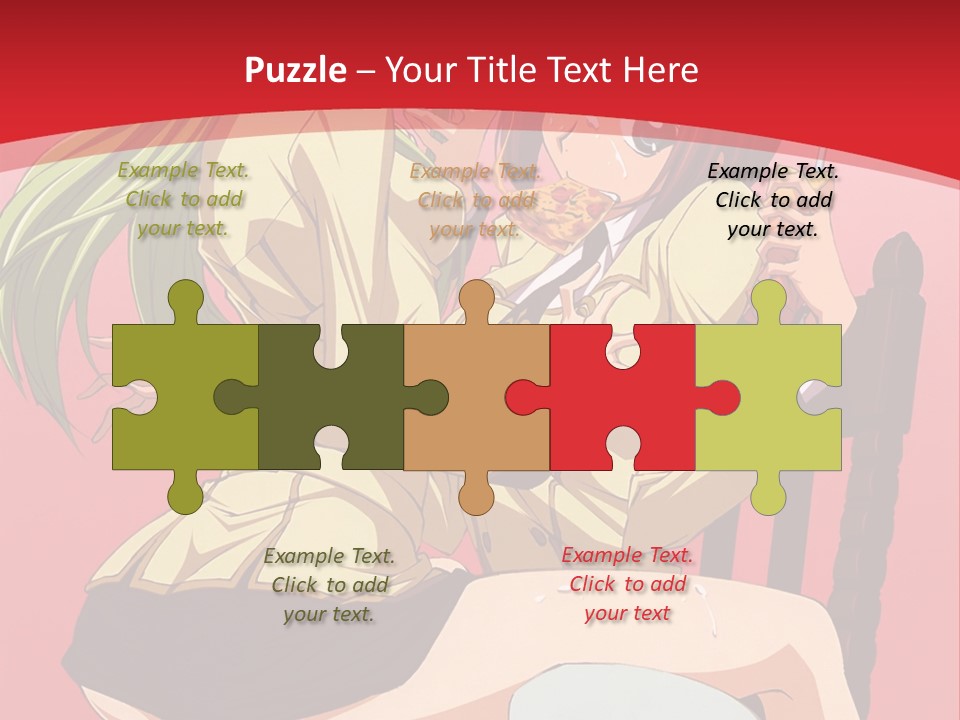 A Couple Of Anime Characters Sitting On A Bench PowerPoint Template