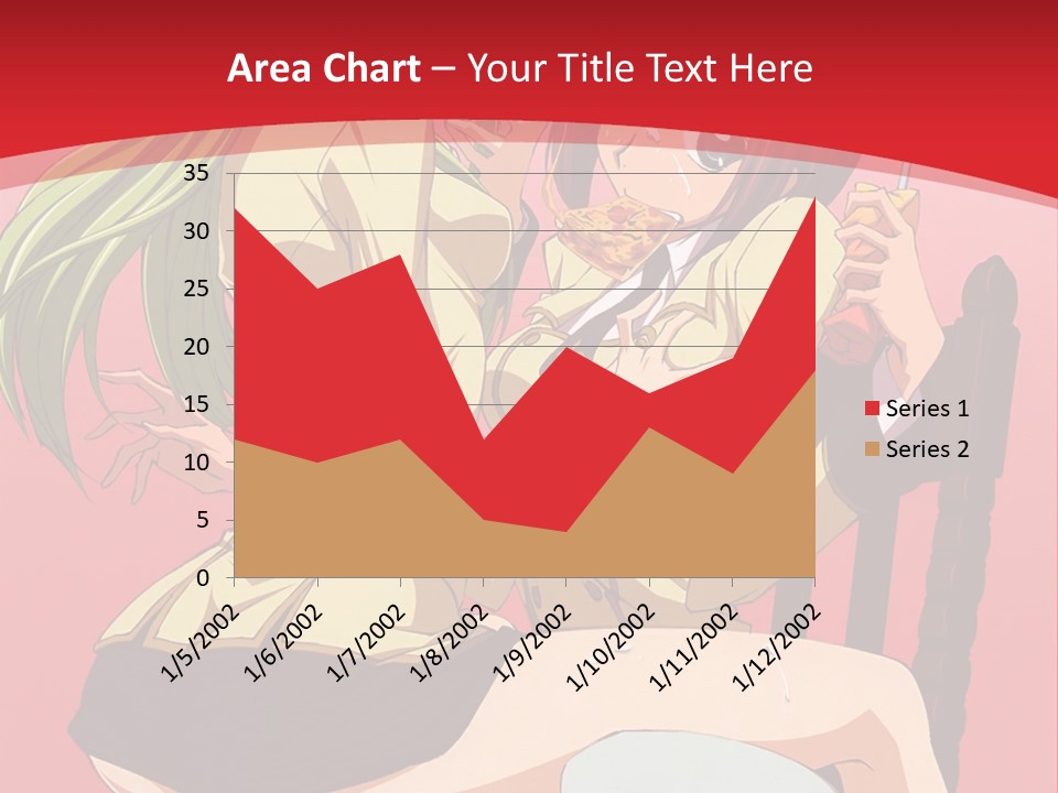 A Couple Of Anime Characters Sitting On A Bench PowerPoint Template