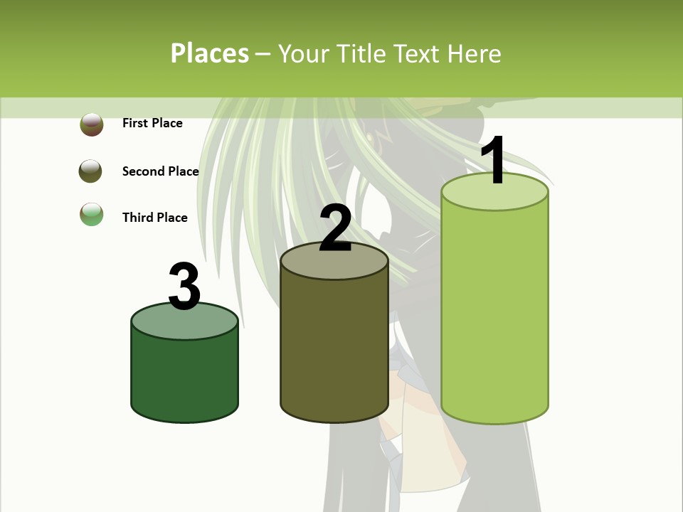 A Woman With Long Green Hair Standing In Front Of A Green Background PowerPoint Template