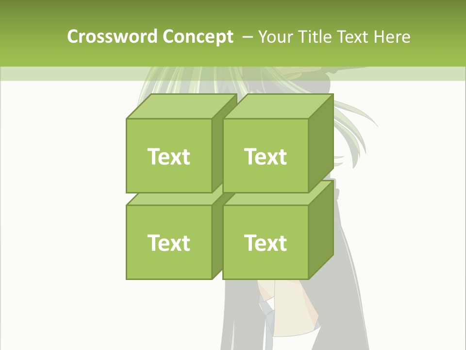 A Woman With Long Green Hair Standing In Front Of A Green Background PowerPoint Template