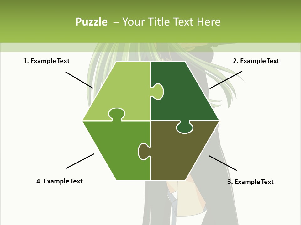 A Woman With Long Green Hair Standing In Front Of A Green Background PowerPoint Template