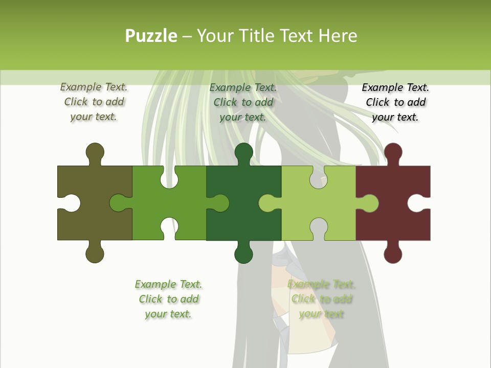 A Woman With Long Green Hair Standing In Front Of A Green Background PowerPoint Template