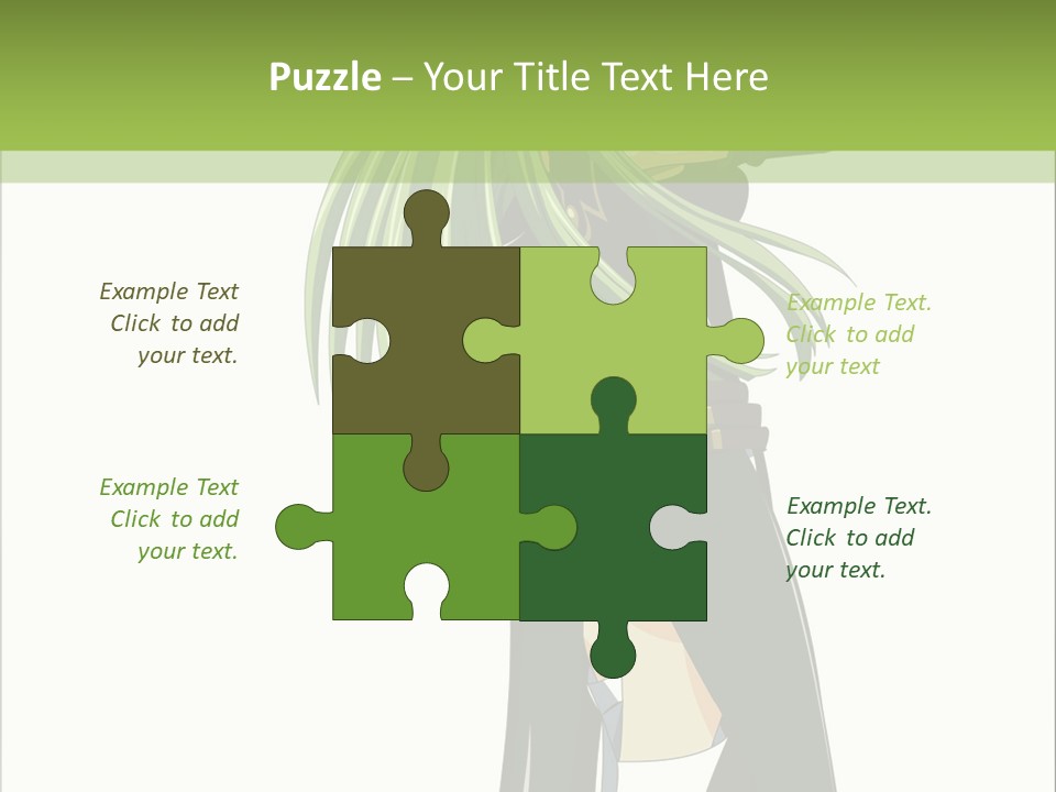 A Woman With Long Green Hair Standing In Front Of A Green Background PowerPoint Template