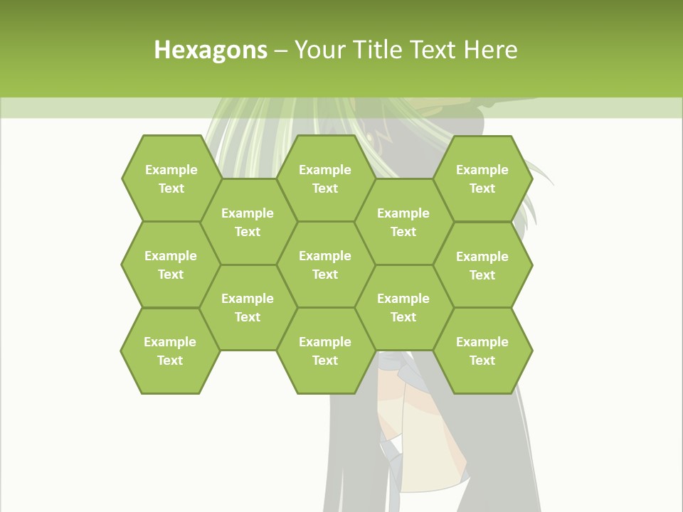 A Woman With Long Green Hair Standing In Front Of A Green Background PowerPoint Template