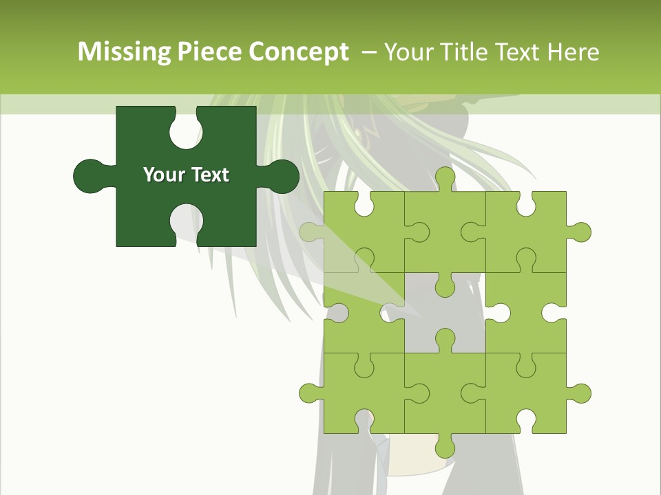 A Woman With Long Green Hair Standing In Front Of A Green Background PowerPoint Template