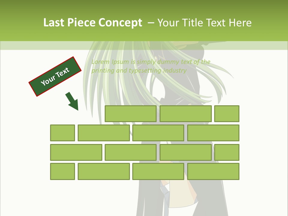 A Woman With Long Green Hair Standing In Front Of A Green Background PowerPoint Template