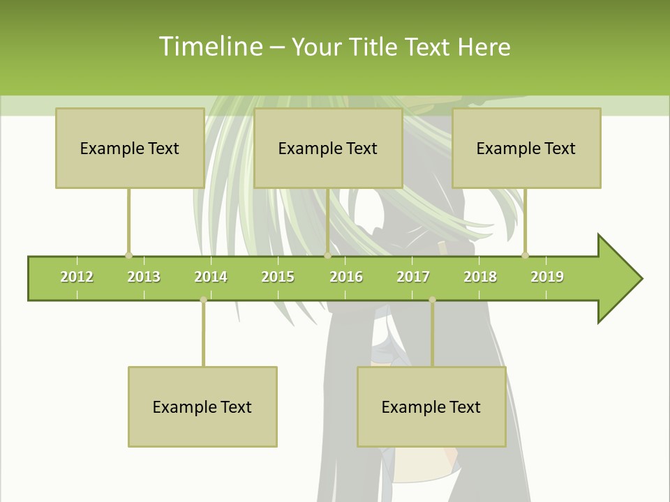 A Woman With Long Green Hair Standing In Front Of A Green Background PowerPoint Template