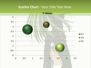 A Woman With Long Green Hair Standing In Front Of A Green Background PowerPoint Template