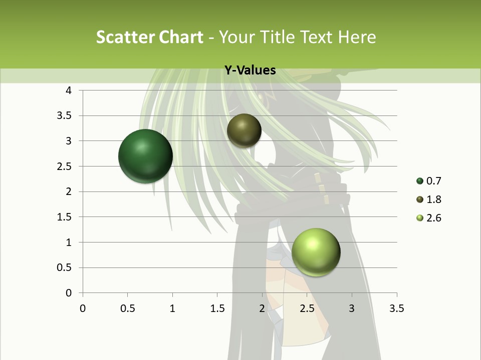 A Woman With Long Green Hair Standing In Front Of A Green Background PowerPoint Template