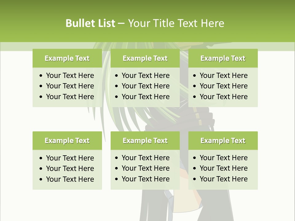 A Woman With Long Green Hair Standing In Front Of A Green Background PowerPoint Template