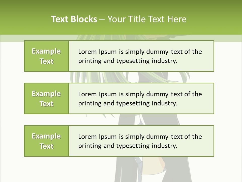 A Woman With Long Green Hair Standing In Front Of A Green Background PowerPoint Template