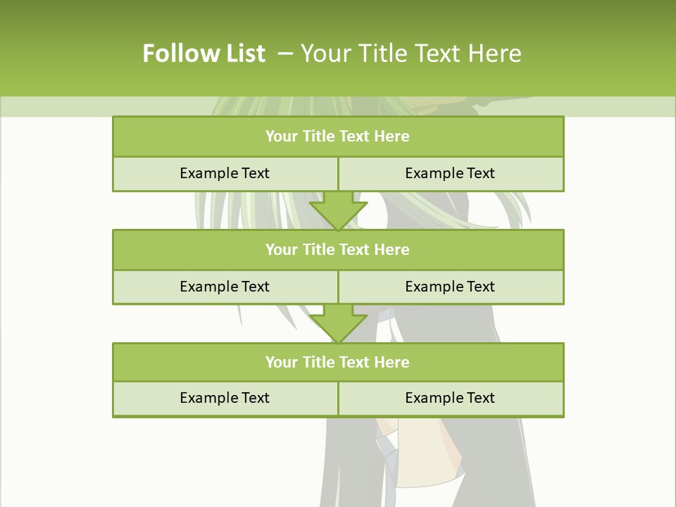 A Woman With Long Green Hair Standing In Front Of A Green Background PowerPoint Template