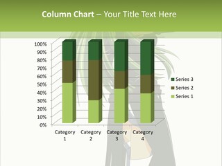 A Woman With Long Green Hair Standing In Front Of A Green Background PowerPoint Template