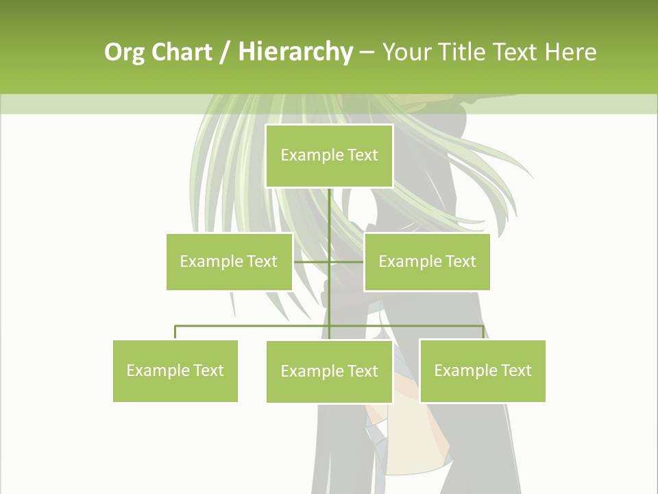 A Woman With Long Green Hair Standing In Front Of A Green Background PowerPoint Template