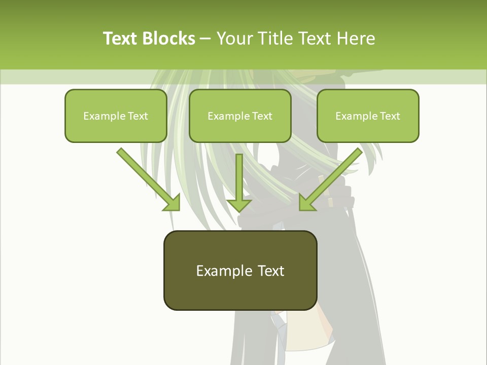 A Woman With Long Green Hair Standing In Front Of A Green Background PowerPoint Template