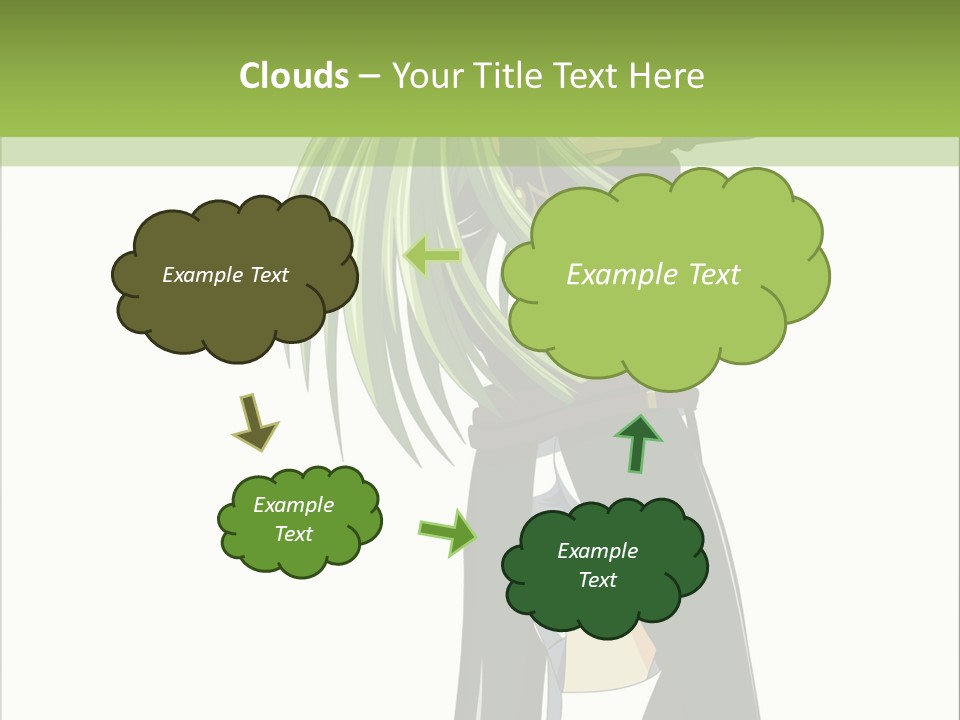 A Woman With Long Green Hair Standing In Front Of A Green Background PowerPoint Template