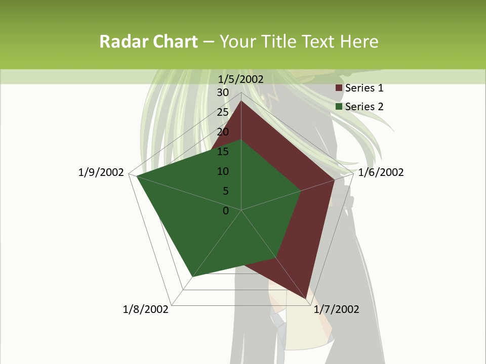 A Woman With Long Green Hair Standing In Front Of A Green Background PowerPoint Template