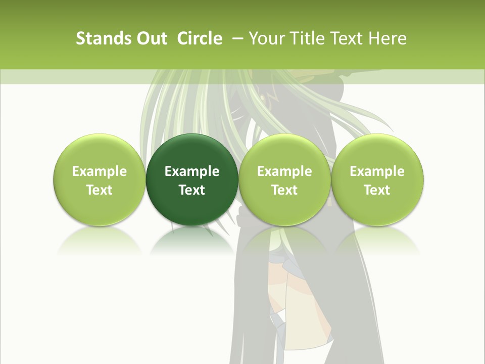 A Woman With Long Green Hair Standing In Front Of A Green Background PowerPoint Template