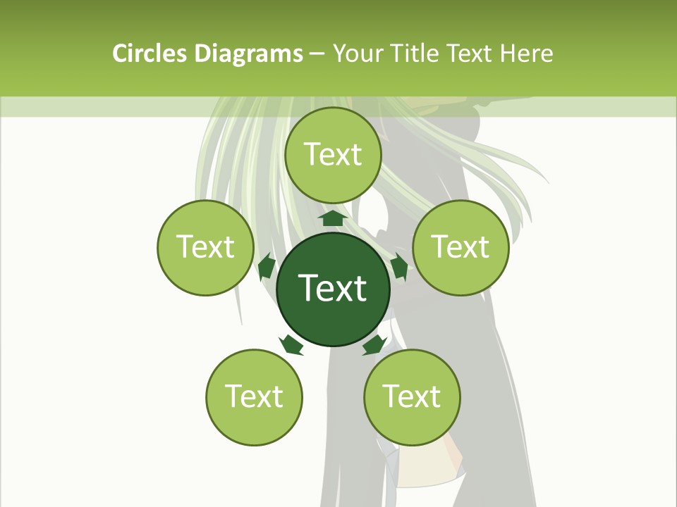 A Woman With Long Green Hair Standing In Front Of A Green Background PowerPoint Template