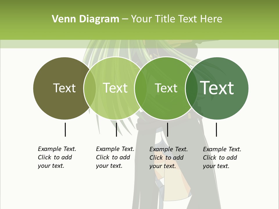 A Woman With Long Green Hair Standing In Front Of A Green Background PowerPoint Template