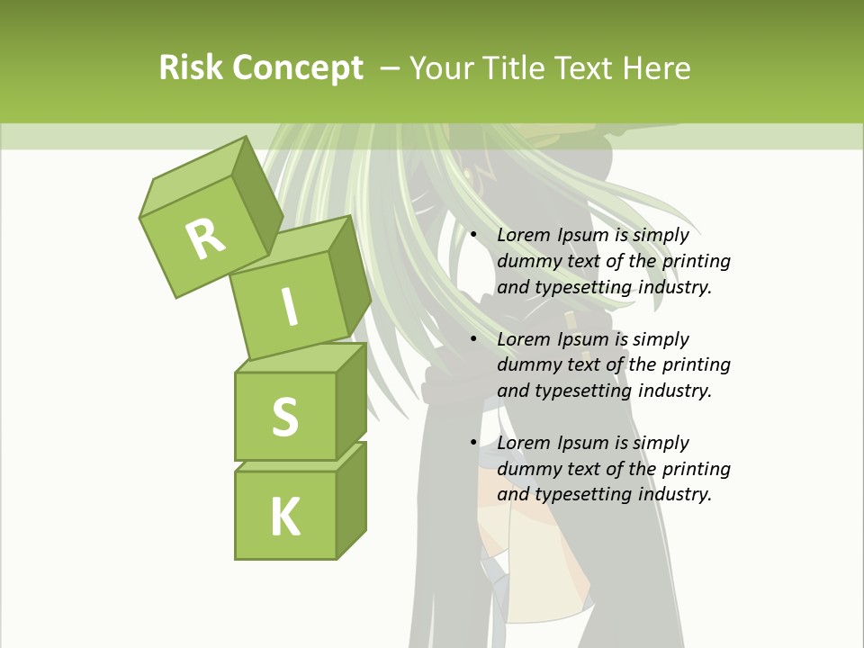 A Woman With Long Green Hair Standing In Front Of A Green Background PowerPoint Template