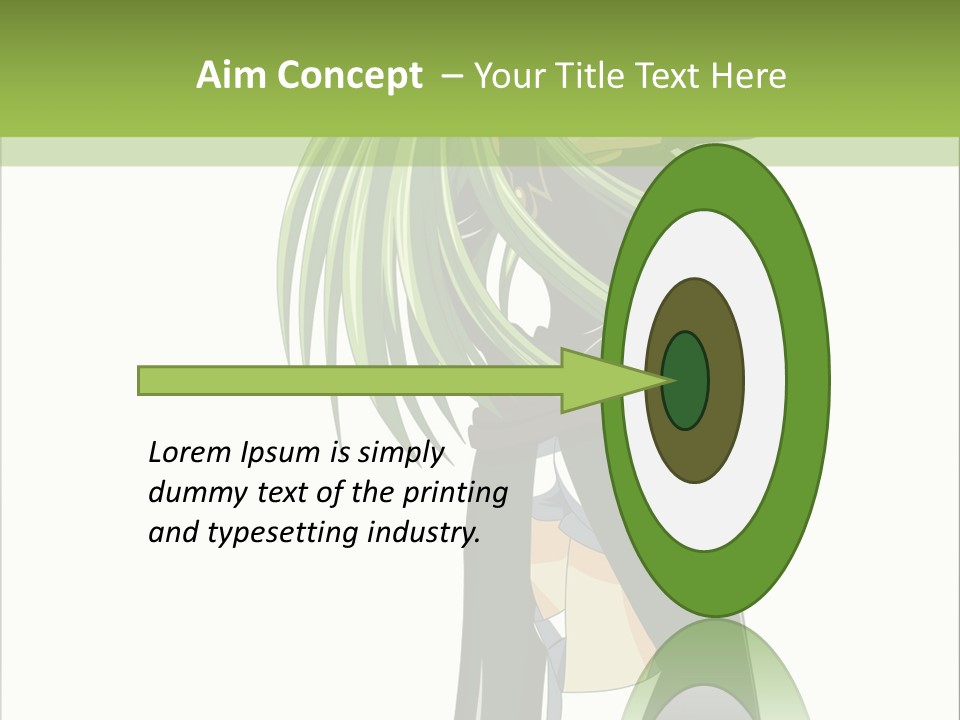 A Woman With Long Green Hair Standing In Front Of A Green Background PowerPoint Template