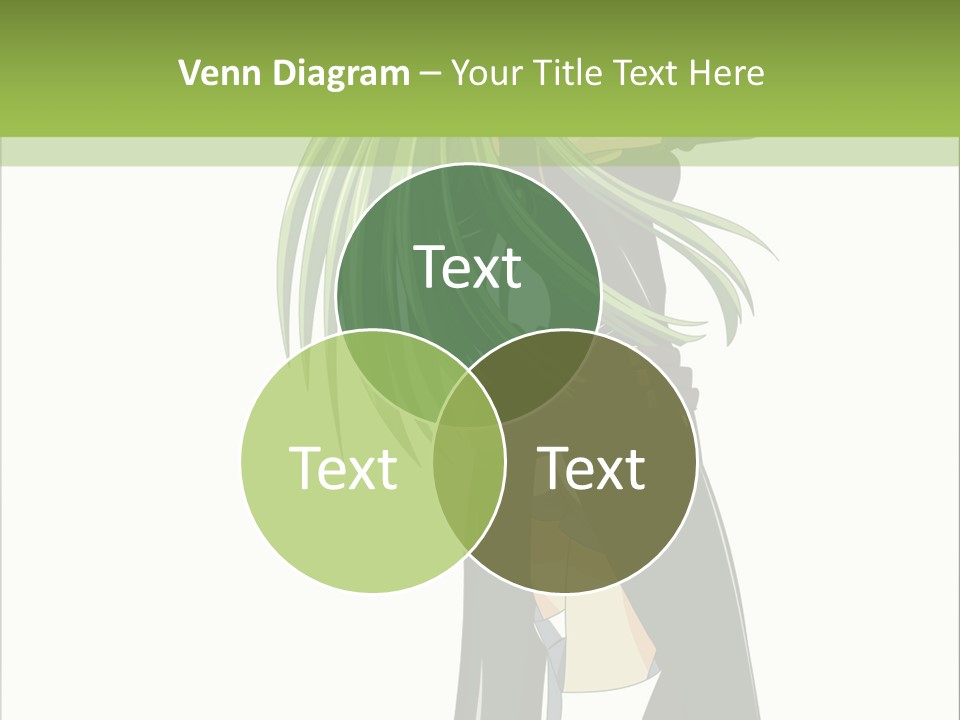 A Woman With Long Green Hair Standing In Front Of A Green Background PowerPoint Template