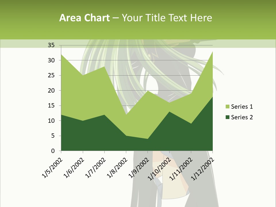 A Woman With Long Green Hair Standing In Front Of A Green Background PowerPoint Template
