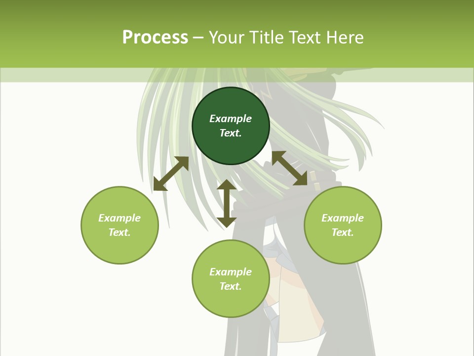 A Woman With Long Green Hair Standing In Front Of A Green Background PowerPoint Template