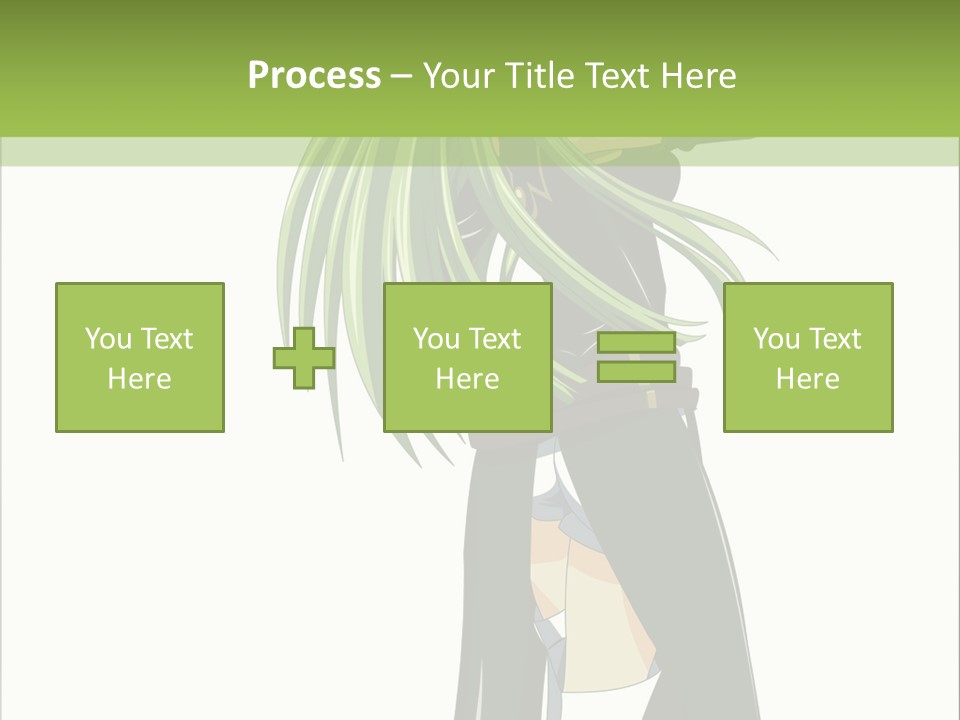 A Woman With Long Green Hair Standing In Front Of A Green Background PowerPoint Template