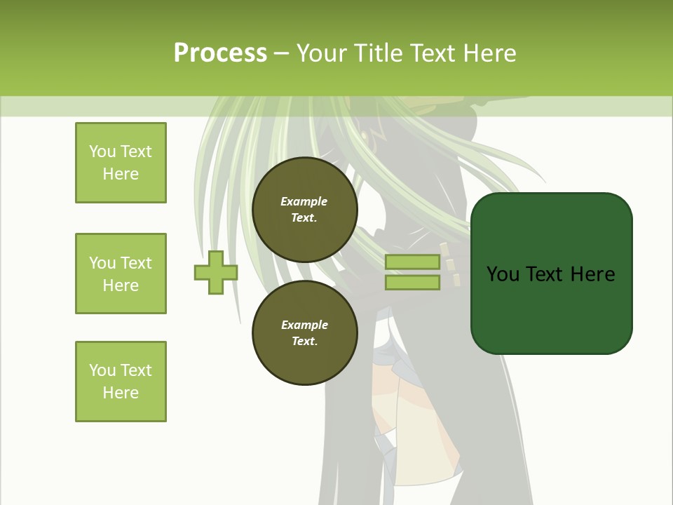 A Woman With Long Green Hair Standing In Front Of A Green Background PowerPoint Template
