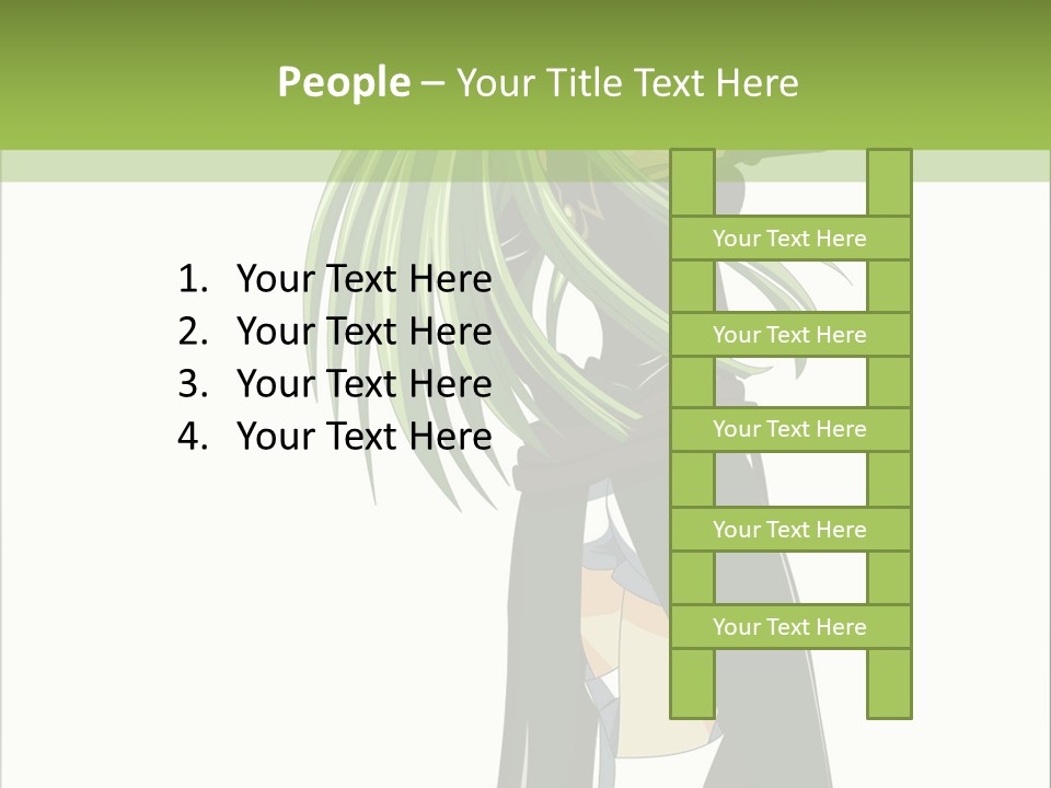 A Woman With Long Green Hair Standing In Front Of A Green Background PowerPoint Template