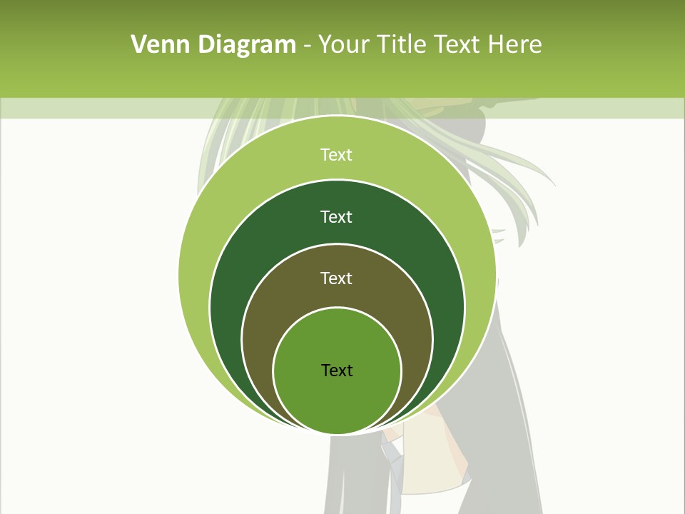 A Woman With Long Green Hair Standing In Front Of A Green Background PowerPoint Template