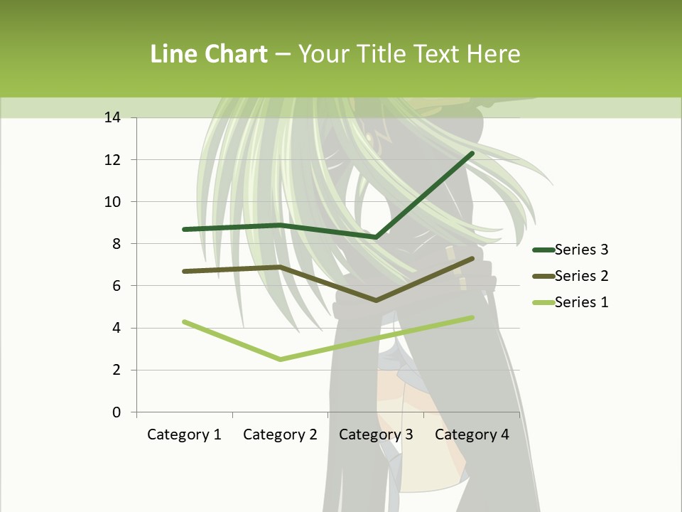 A Woman With Long Green Hair Standing In Front Of A Green Background PowerPoint Template